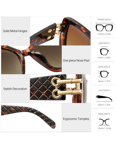 Gafas de sol JM Vintage cuadradas polarizadas UV 54mm