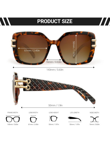 Gafas de sol JM Vintage cuadradas polarizadas UV 54mm