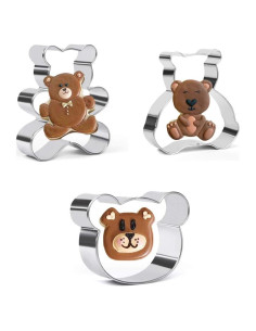 Cortadores de Galletas Osito Teddy Crethinkaty - 3 Piezas Acero Inoxidable
