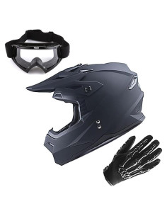Casco 1Storm MX Adulto XXL + Gafas + Guantes Negro Mate
