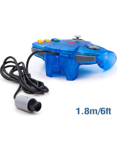 Controlador KIWITATA N64 Retro Azul Claro con Cable 1.7m