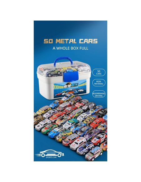 Juego de Vehículos de Juguete 50 PCS POPRORE Retroceso