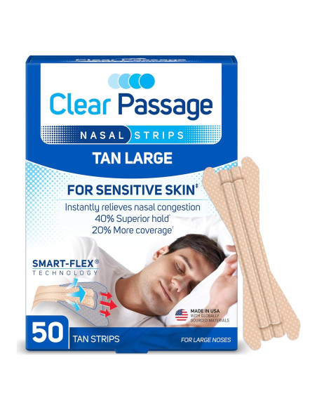 Tiras Nasales Grandes ASO 50 ct Alivio Congestión Alergias