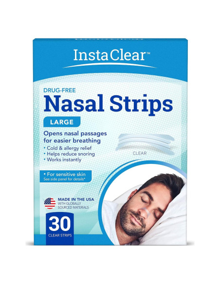 Tiras Nasales Transparentes ASO Corp 30 ct Alivio Congestión