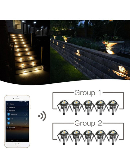 FVTLED Luces LED Empotradas 20pcs 12V Control WiFi Negro