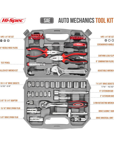 Juego de herramientas Hi-Spec 67 piezas para mecánicos