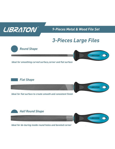 Conjunto de Archivos de Metal LIBRATON 9PCS 20,32 cm