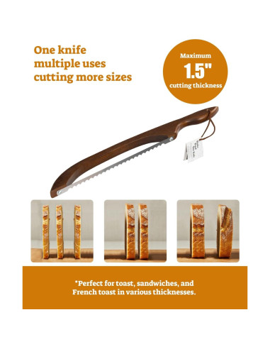 Cortador de Pan Indirewash 41.91 cm Serrado Madera Marrón