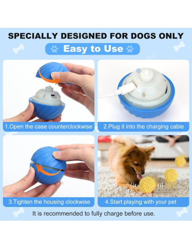 Bola Interactiva para Perros Wortade - Juguete Eléctrico Azul