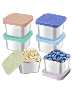 6 Contenedores de Snack de Acero Inoxidable SEUOX 180ml