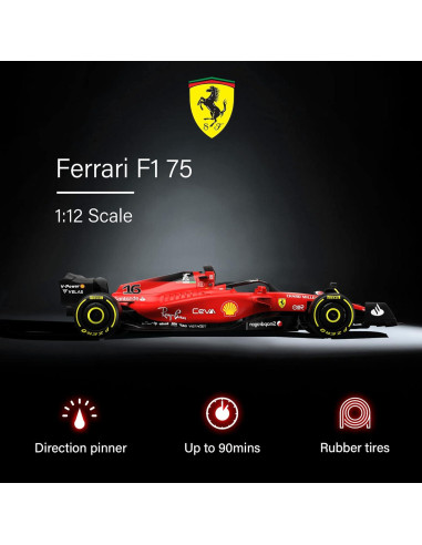Coche RC Ferrari F1 75 1:12 Voltz Toys 2.4GHz Detallado