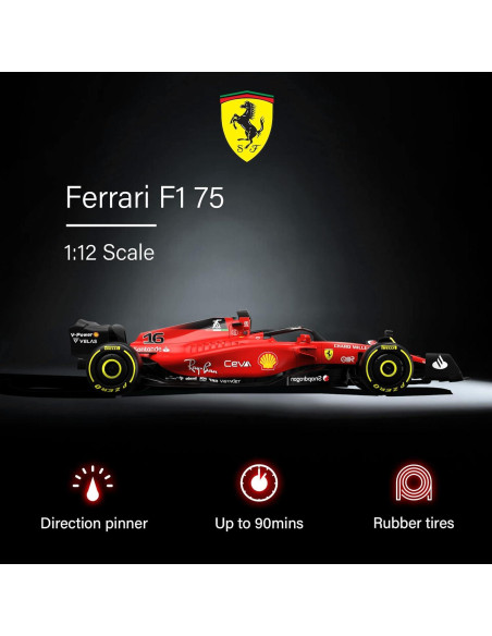 Coche RC Ferrari F1 75 1:12 Voltz Toys 2.4GHz Detallado
