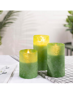 Juego de 3 Velas LED Verdes Sin Llama Angelloong 15 cm 2