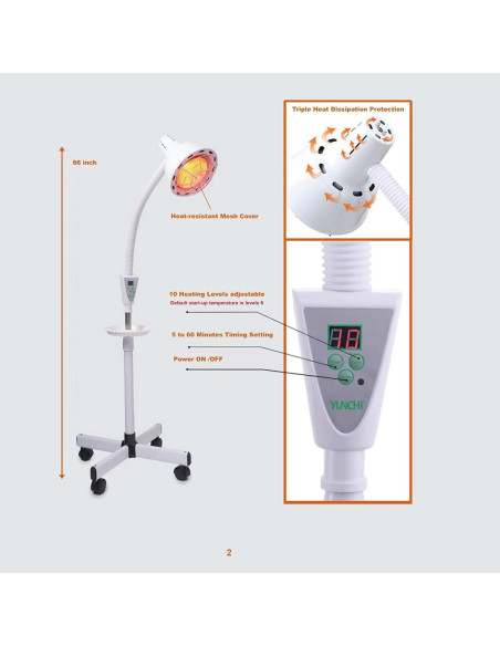 Lámpara de Terapia de Luz Roja YUNCHI 275W con Control Remoto