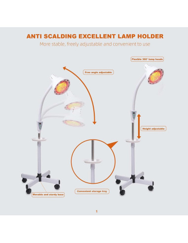 Lámpara de Terapia de Luz Roja YUNCHI 275W con Control Remoto