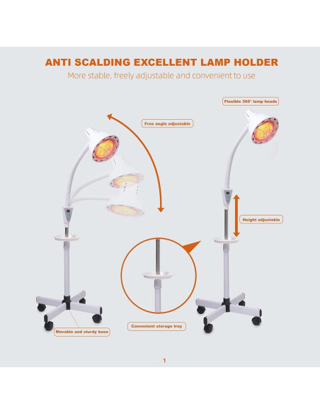 Lámpara de Terapia de Luz Roja YUNCHI 275W con Control Remoto