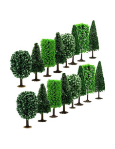 16 Árboles en Miniatura Baryuefull para Diorama Verde