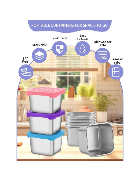 Contenedores de Snack Atecare 8 Piezas 170g Acero Inoxidable Contenedores de Snack Atecare 8 Piezas 170g Acero Inoxidable