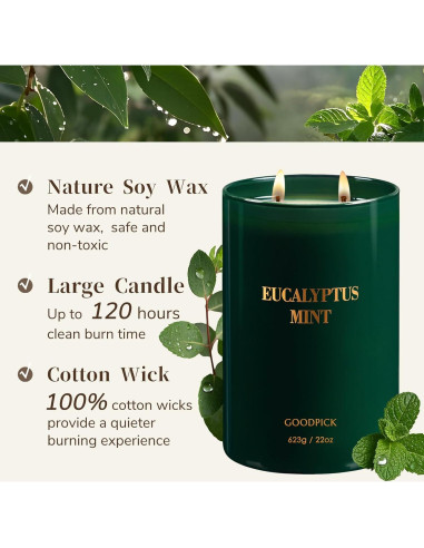 Vela Aromática Goodpick Eucalipto y Menta 22oz 120 Horas