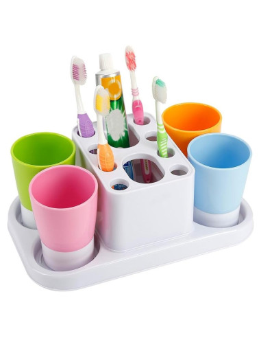 Organizador de Baño Eslite con Soporte para Cepillos 4 Tazas