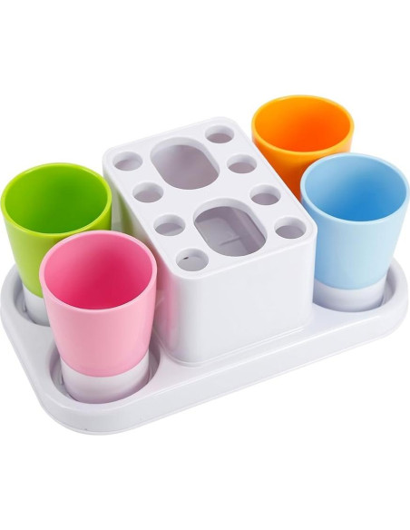 Organizador de Baño Eslite con Soporte para Cepillos 4 Tazas