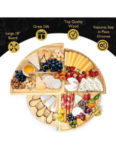Tablero de Queso Perlli de Bambú 45,72 cm Redondo Plegable 2