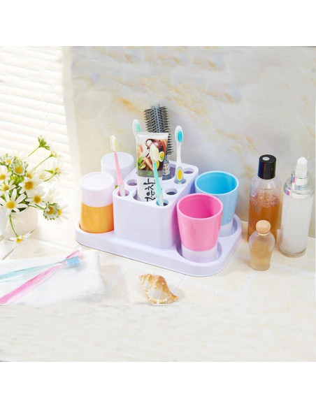 Organizador de Baño Eslite con Soporte para Cepillos 4 Tazas