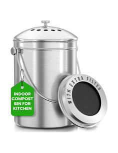 Cubo de Compostaje Utopia Kitchen 4.92L Acero Inoxidable Plata