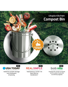 Cubo de Compostaje Utopia Kitchen 4.92L Acero Inoxidable Plata 2