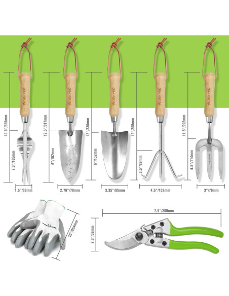 Juego de Herramientas de Jardinería WORKPRO 8 Piezas Acero Inoxidable