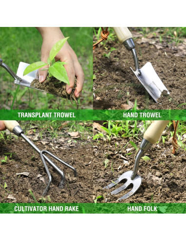 Juego de Herramientas de Jardinería WORKPRO 8 Piezas Acero Inoxidable