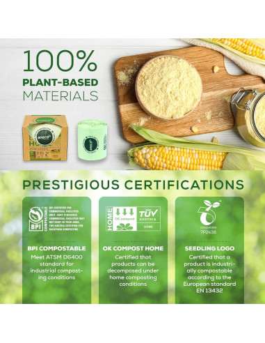 Bolsas Compostables ANECO 2.6 Galones 100 Unidades Extra Gruesas