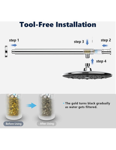 Cabezal de Ducha de Lluvia KOSNEW 22,86 cm con Filtro