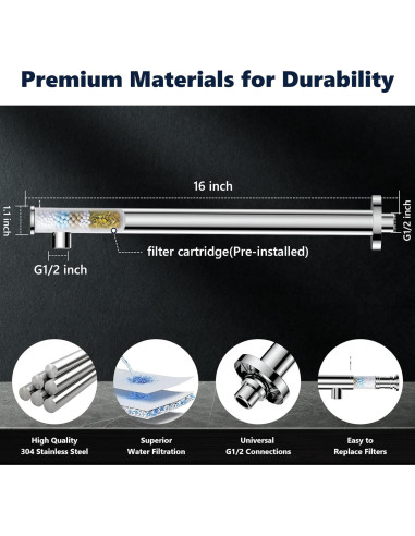 Cabezal de Ducha de Lluvia KOSNEW 22,86 cm con Filtro