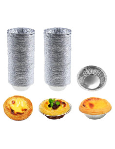 100 Mini Sartenes de Aluminio HLCM para Tartas 8,27 cm