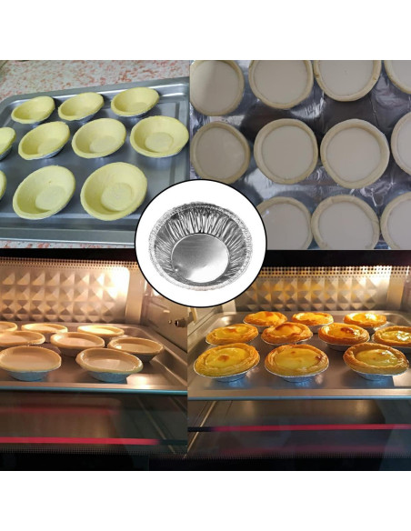 100 Mini Sartenes de Aluminio HLCM para Tartas 8,27 cm