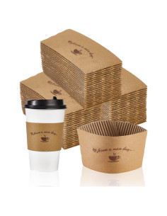 Mangas de Papel Kraft LITOPAK 200 Unidades para Tazas 10-20 oz