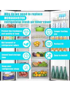 Cubierta Filtro Aire Refrigerador Tesidol MCR66849208 + 3 Filtros LT120F 2
