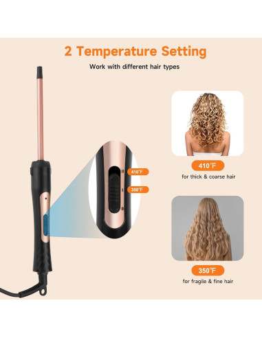 Varita de Rizar LXMTOU 3/8" Cerámica Turmalina Ajustable