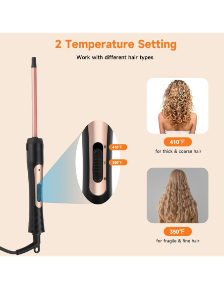 Varita de Rizar LXMTOU 3/8" Cerámica Turmalina Ajustable