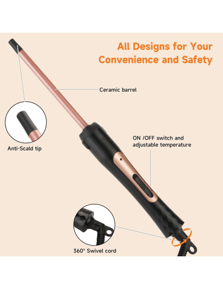 Varita de Rizar LXMTOU 3/8" Cerámica Turmalina Ajustable