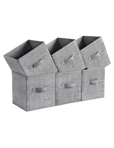 Set de 6 Cubos de Almacenamiento SONGMICS 25x25x28 cm Gris