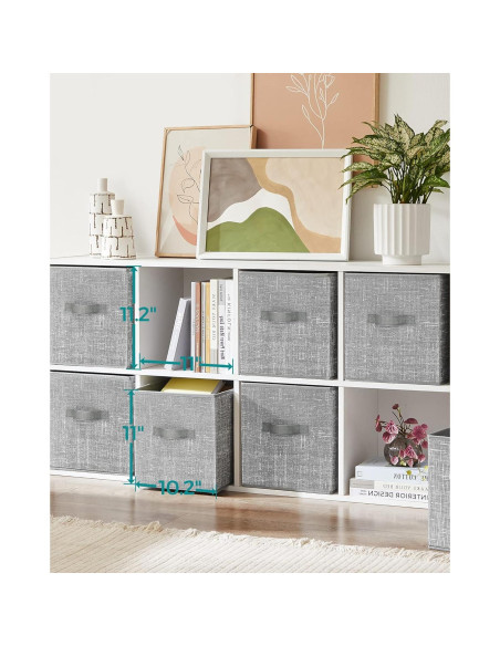 Set de 6 Cubos de Almacenamiento SONGMICS 25x25x28 cm Gris