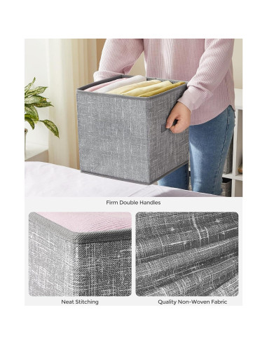 Set de 6 Cubos de Almacenamiento SONGMICS 25x25x28 cm Gris