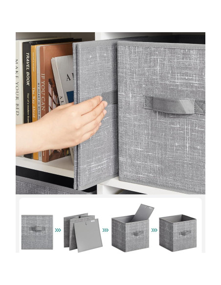 Set de 6 Cubos de Almacenamiento SONGMICS 25x25x28 cm Gris