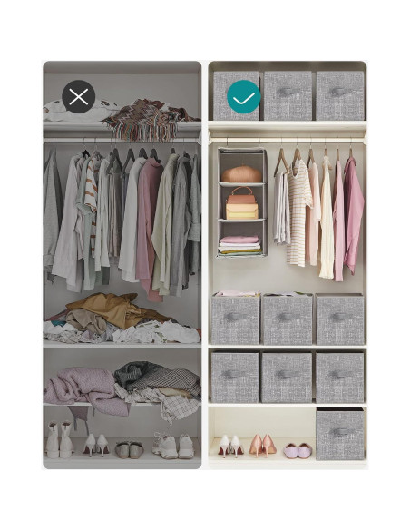 Set de 6 Cubos de Almacenamiento SONGMICS 25x25x28 cm Gris