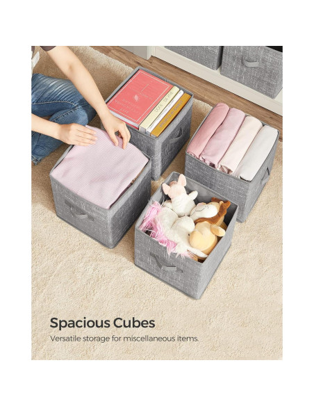 Set de 6 Cubos de Almacenamiento SONGMICS 25x25x28 cm Gris