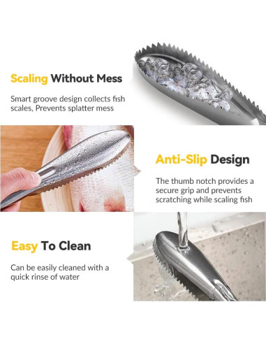 Removedor de Escamas de Pescado ADORAMBLING Acero Inoxidable 22.86 cm
