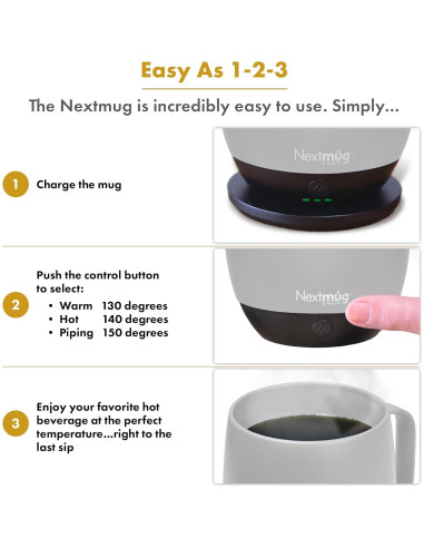 Taza autocalentable Nextmug 414 ml color Almendra