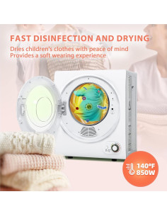 Secadora de Ropa Portátil Euhomy 850W 4.54kg Acero Inoxidable 2